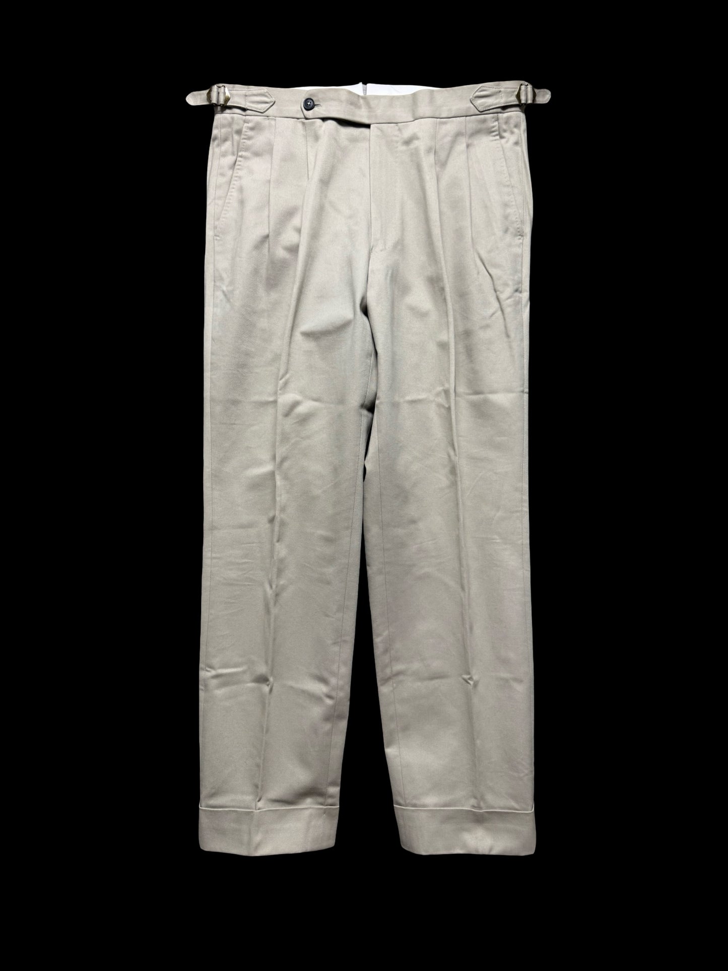Natalino Beige Cotton Drill Pleat Front Trousers W32S RRP £165