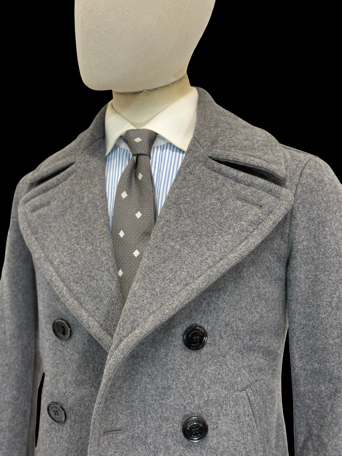 Men’s Burberry Brit Double Breasted Grey Peacoat Size XS RRP £1790