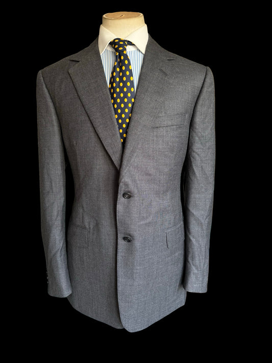Bespoke Kent & Haste Savile Row Grey Sharkskin Suit Blazer Jacket 40L