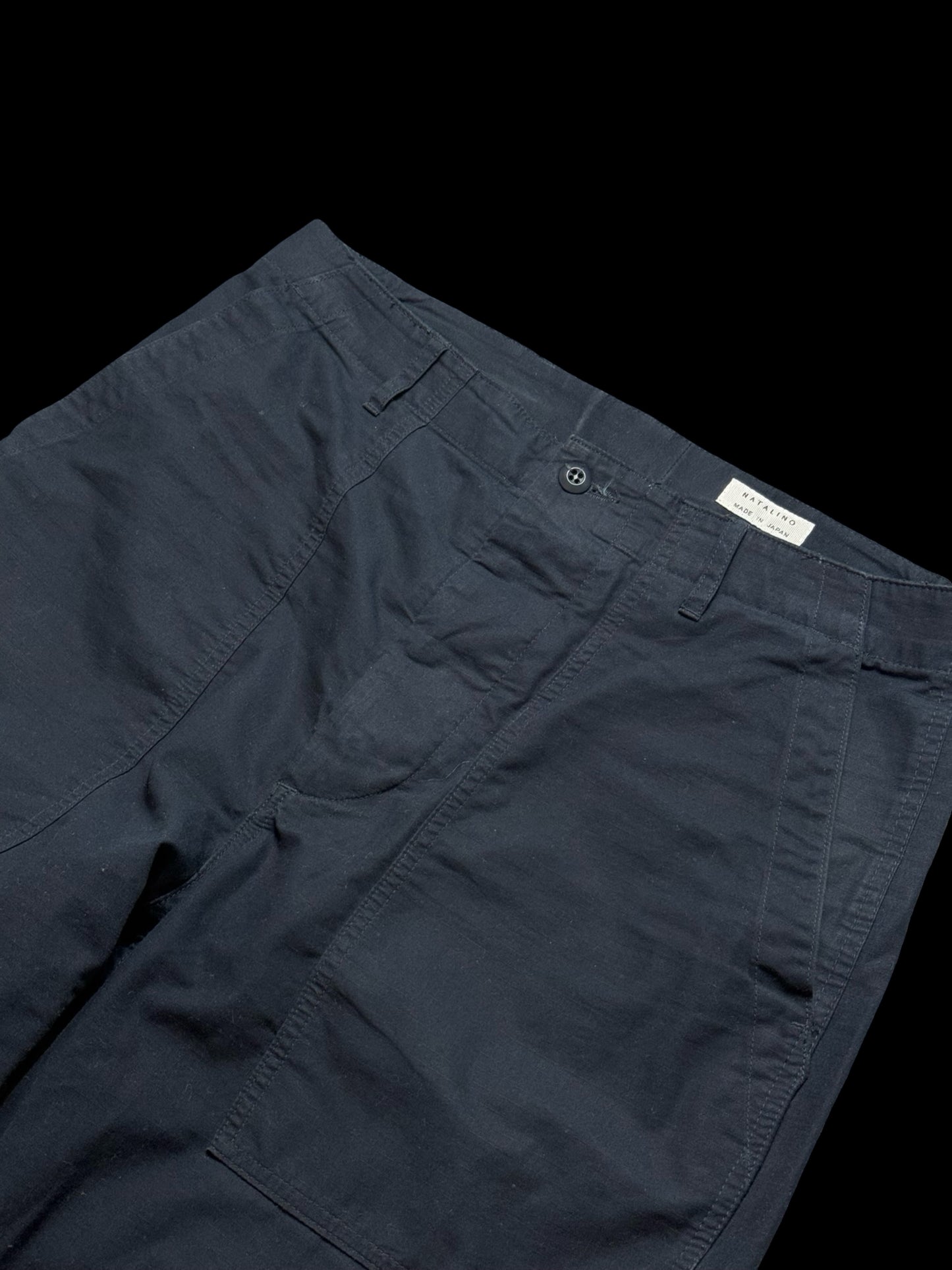 Natalino High Rise Japanese Fatigue Pant Ripstop Size 34” Navy RRP £180