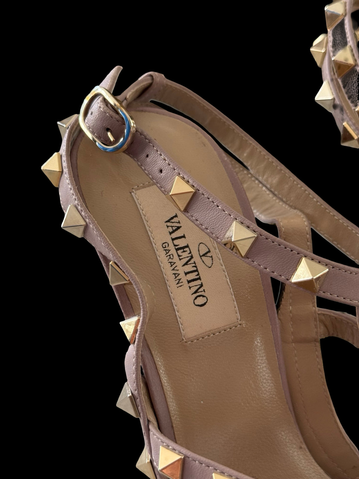 Valentino Garavani Rockstud Ankle Strap Heels Size EU39.5 UK6.5 Black/Nude
