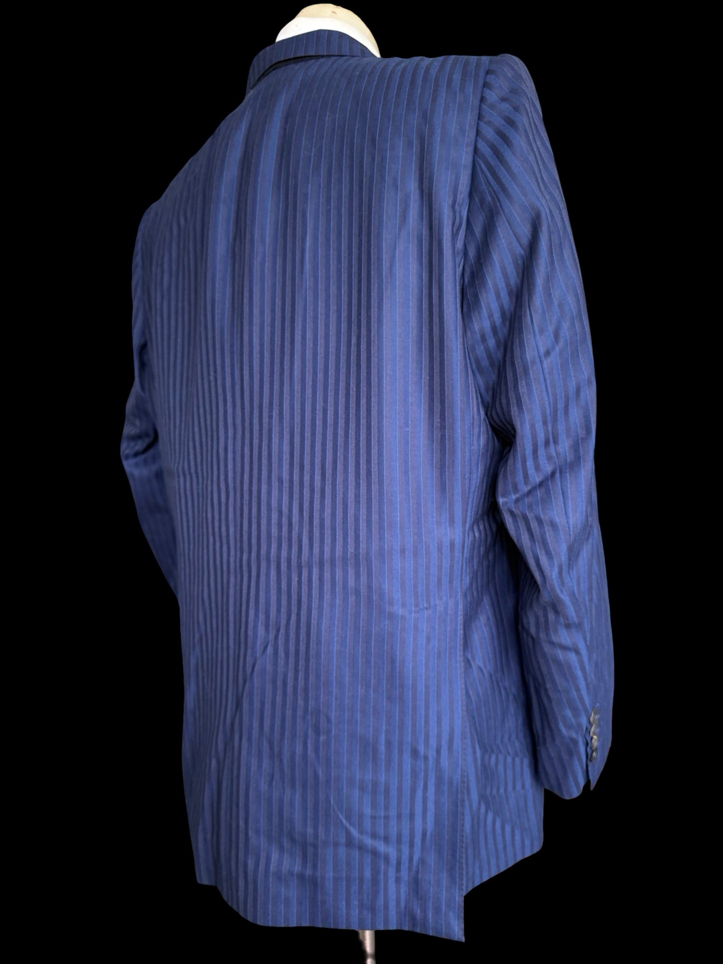 Cad & Dandy Bespoke 3PC Suit 45L / W42x32” Stripe D/B Waistcoat Savile Row
