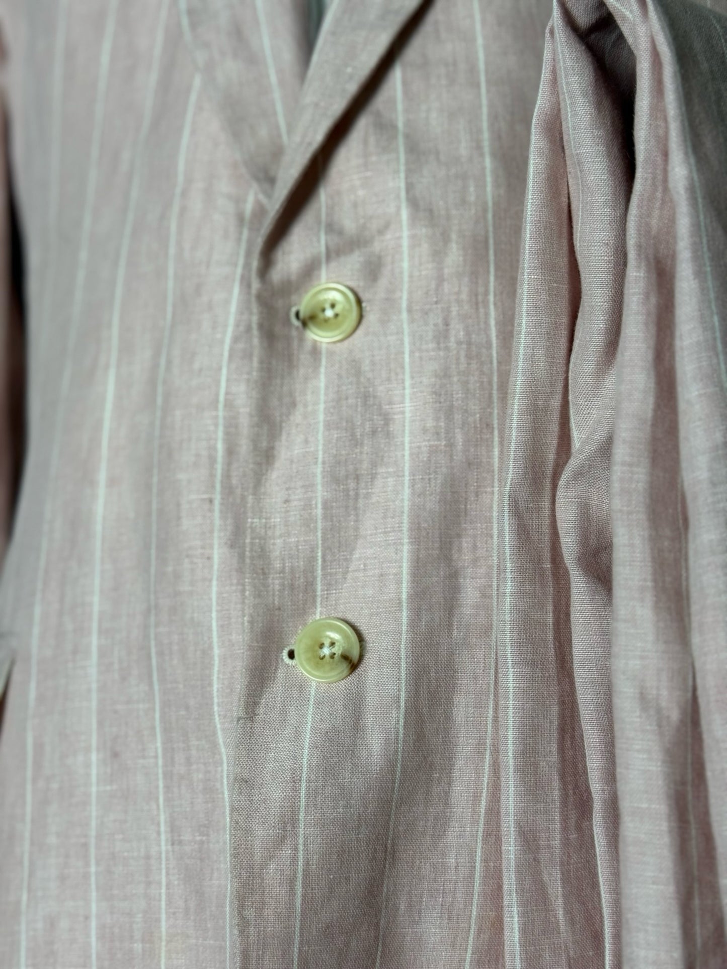 Brooks Brothers X Gatsby Pink Linen Pinstripe Suit 42R / W36R Made In USA Rare
