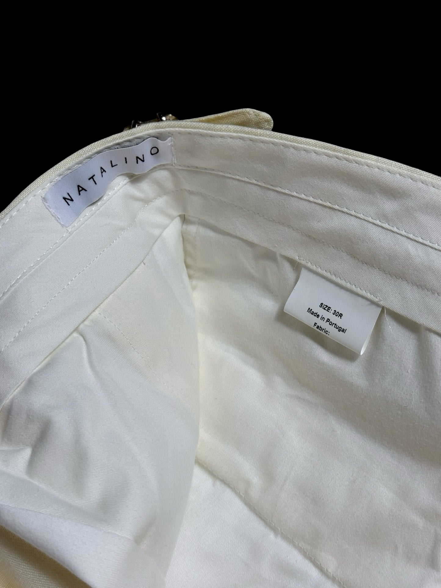 Natalino Single Pleat Ivory Irish Linen Trousers 30L Side Adjusters RRP £200
