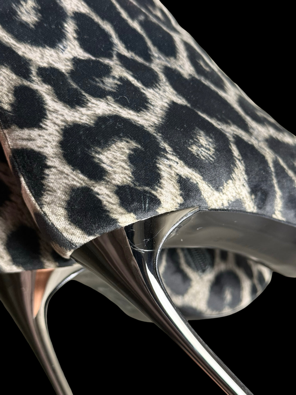 Stella McCartney Velvet Leopard Print Stiletto Heel Ankle Boots EU40 UK7