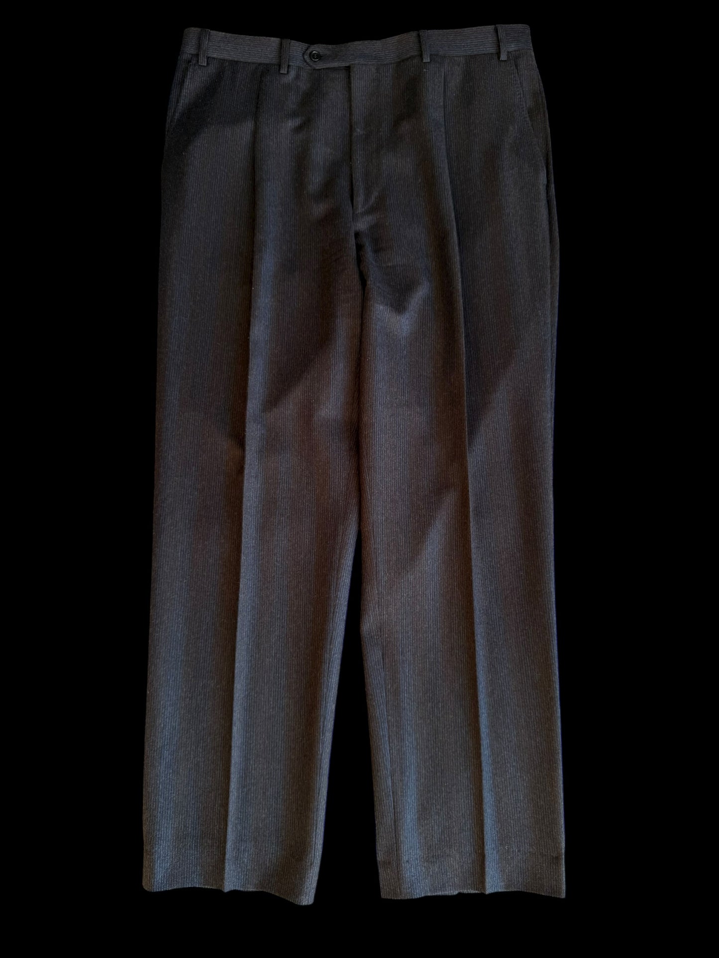 Canali Striped Flannel Suit 44L / W36R Navy & Brown Super 120’s Wool Full Canvas