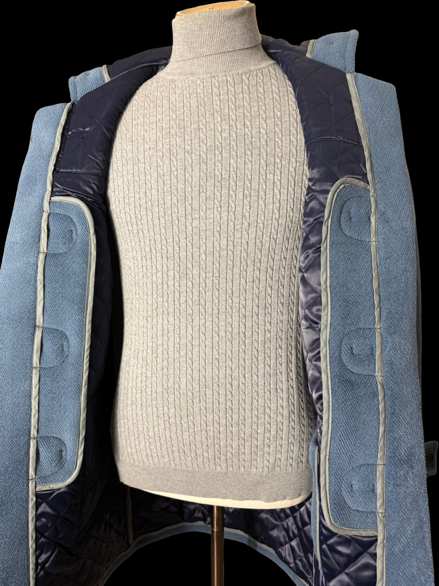 BNWT Barrington & Ayre Heavyweight Blue Wool Duffle Coat M/L RRP £1295