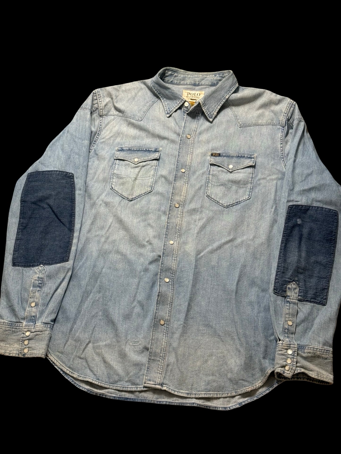Men’s Polo Ralph Lauren Distressed Denim Western Shirt XXL Denim & Supply RRL