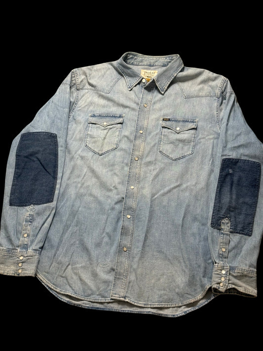 Men’s Polo Ralph Lauren Distressed Denim Western Shirt XXL Denim & Supply RRL
