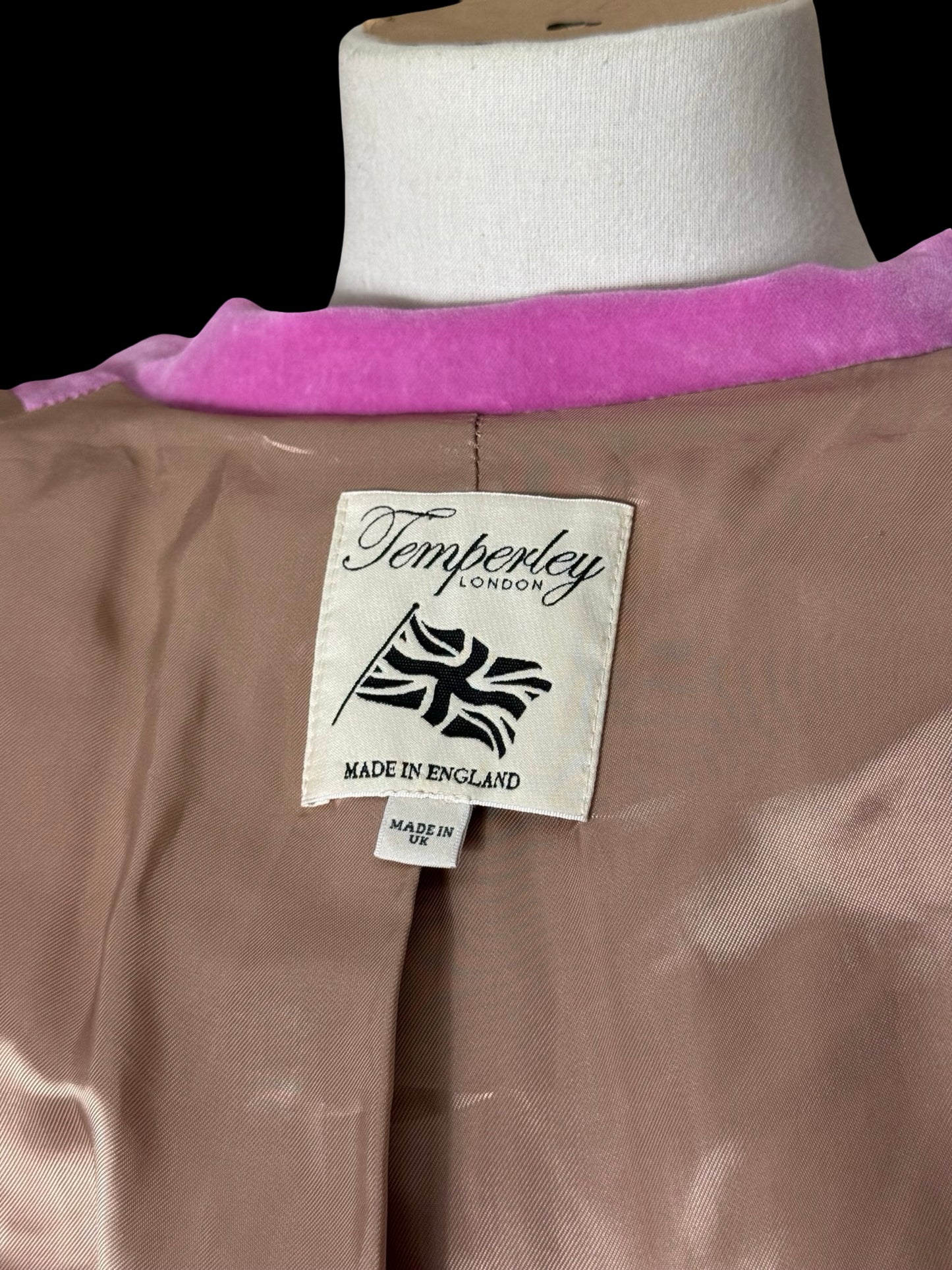 Alice Temperley Pink Velvet Suit UK14 / W28” Wide Leg Made In England