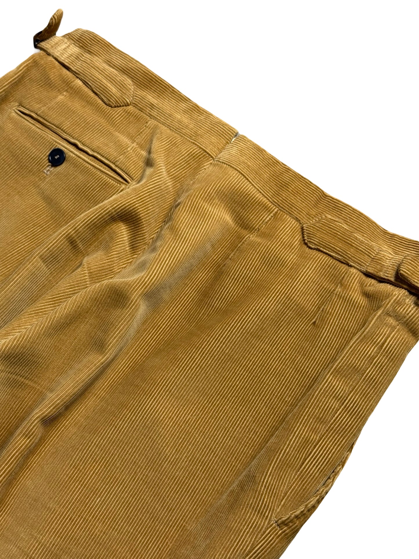 Bespoke P. Johnson X Sartoria Carrara Corduroy Pleat Front Trousers W32S Tan