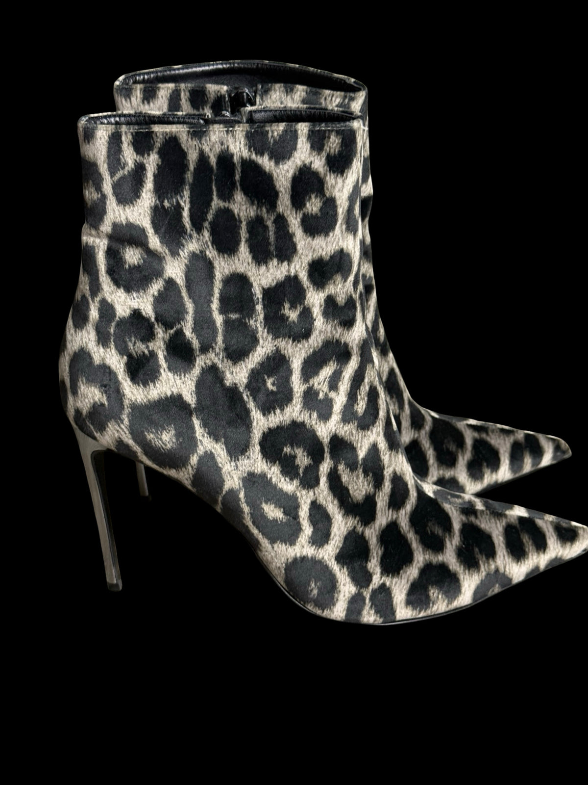 Stella McCartney Velvet Leopard Print Stiletto Heel Ankle Boots EU40 UK7