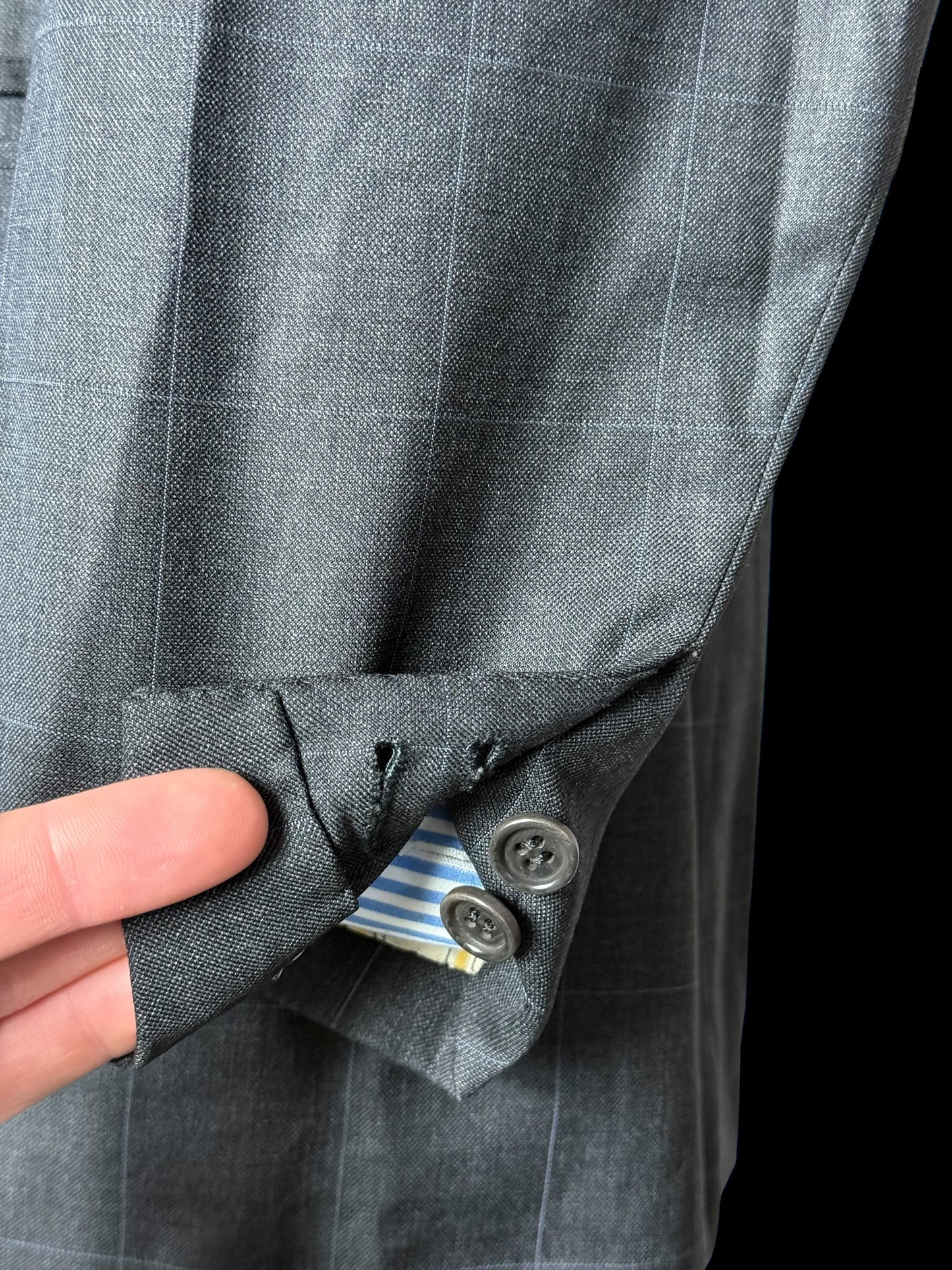 Bespoke Tommy Giulio Caraceni Grey Check Suit 43S/ W34” Lightweight Wool