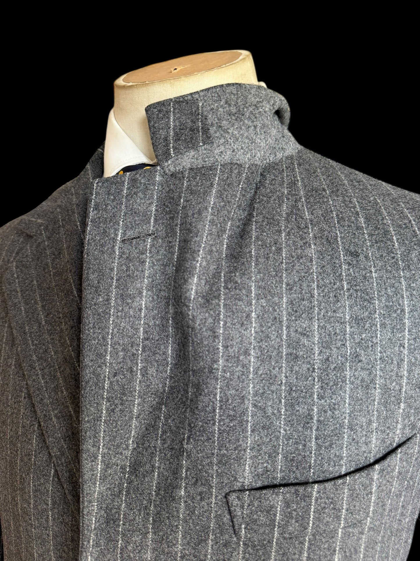Bespoke Tommy Giulio Caraceni Grey Flannel Suit 42S/ W34 Chalk Stripe 40’s Style