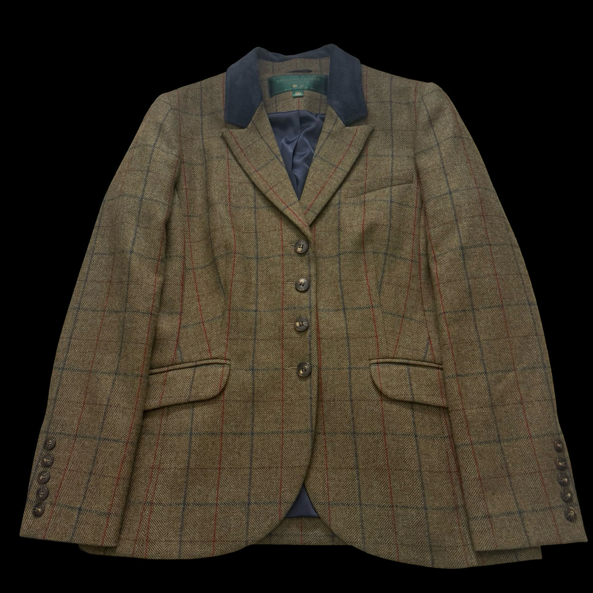 Women’s Holland Cooper Tweed Riding Jacket UK14 Glen Green RRP £399