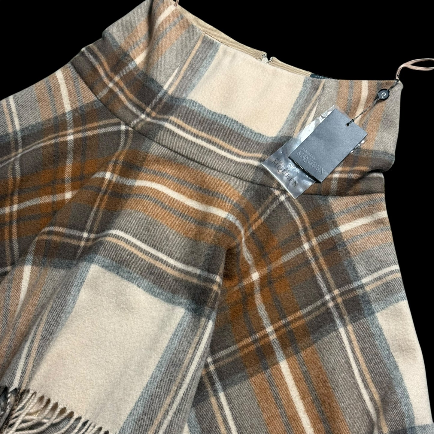 BNWT Alexander Mcqueen Tartan Fringed Skirt IT42 Runway 2005 RARE