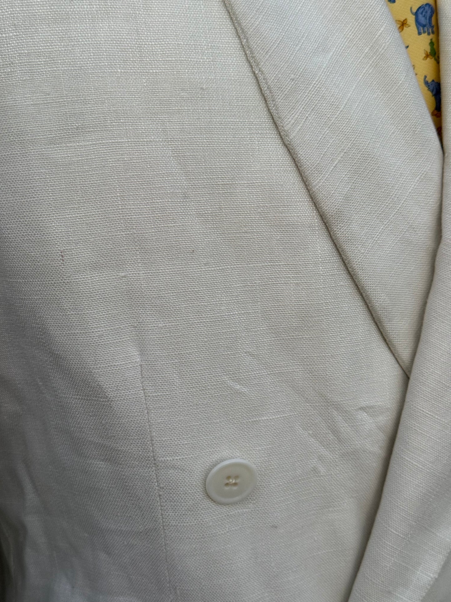 Men’s Alkit 1950’s Bespoke White Linen Double Breasted Blazer 40S Savile Row