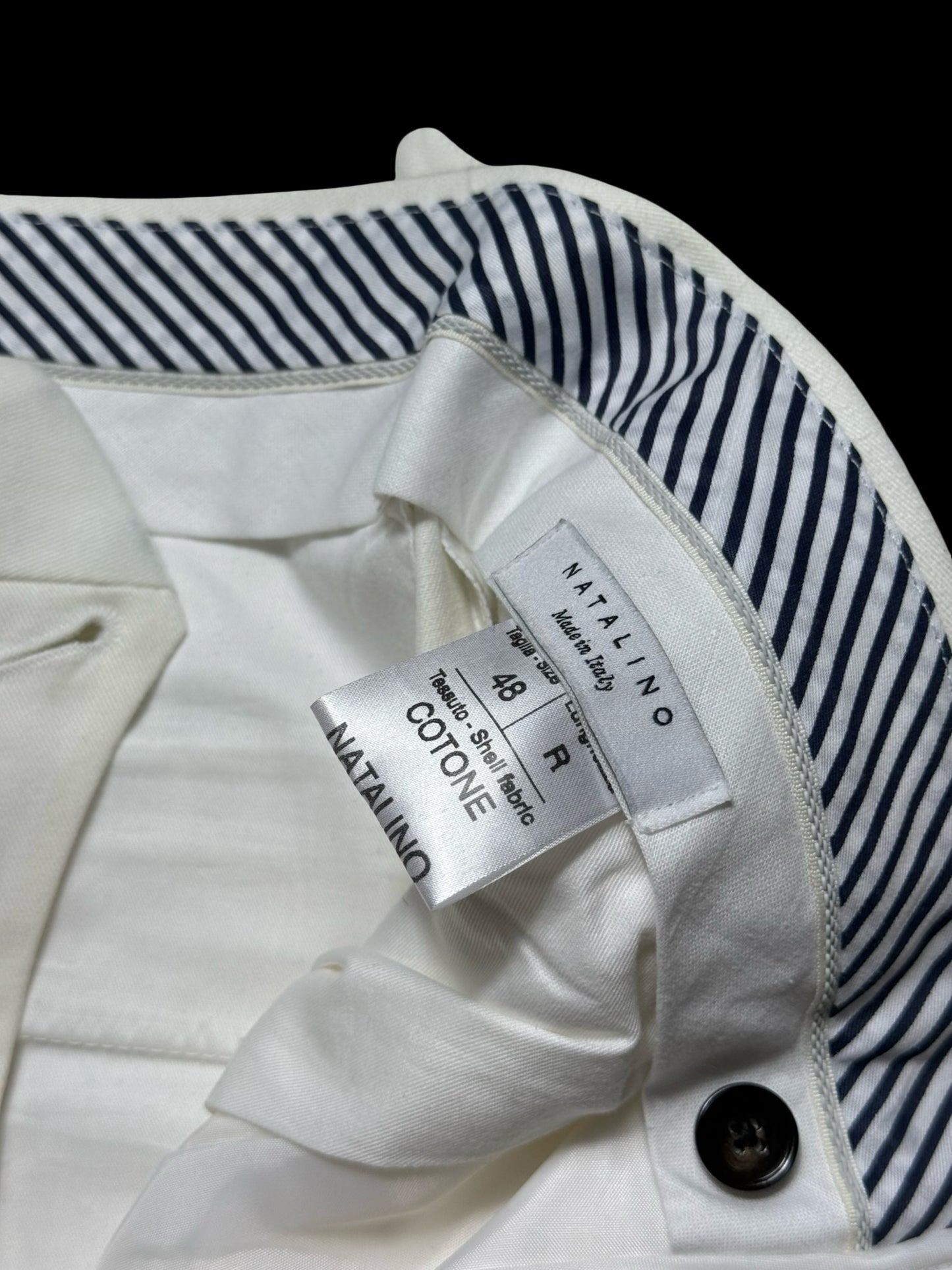 Men’s Natalino White Brushed Cotton Pleat Front Trousers W32S RRP £165