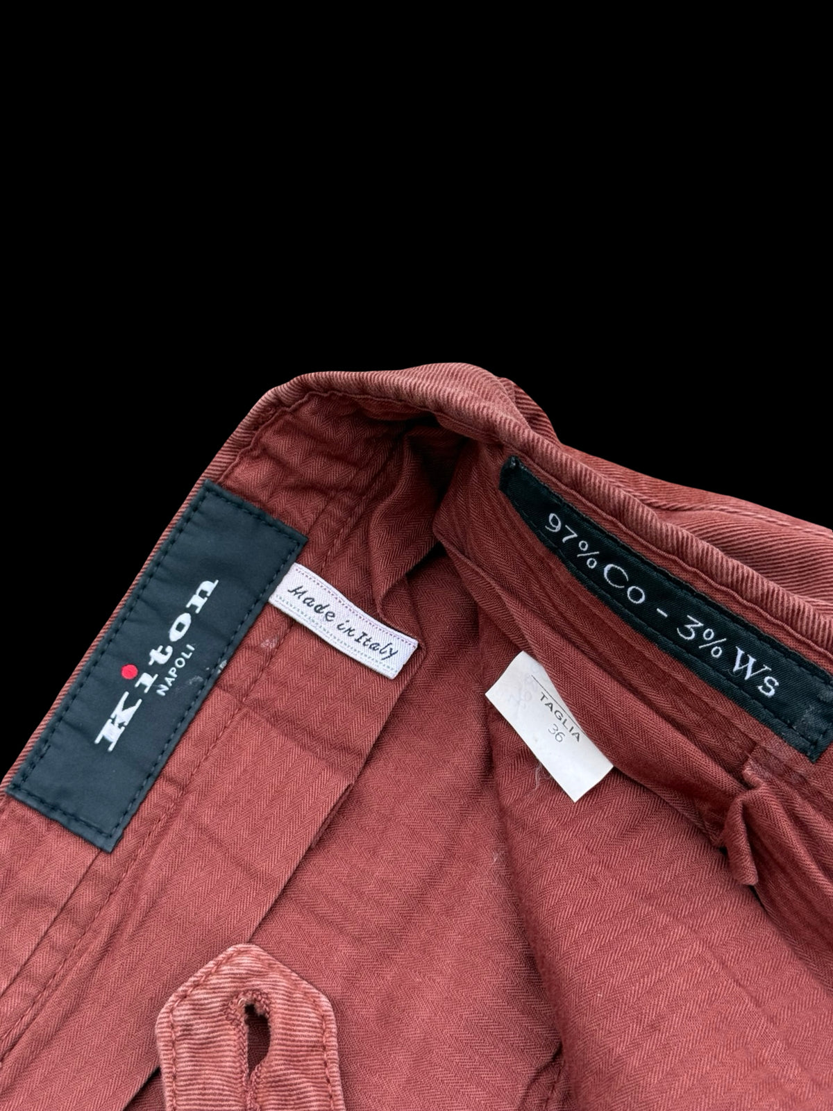 Men’s Kiton Napoli Chino Trousers Pants Size W36” Brick Red