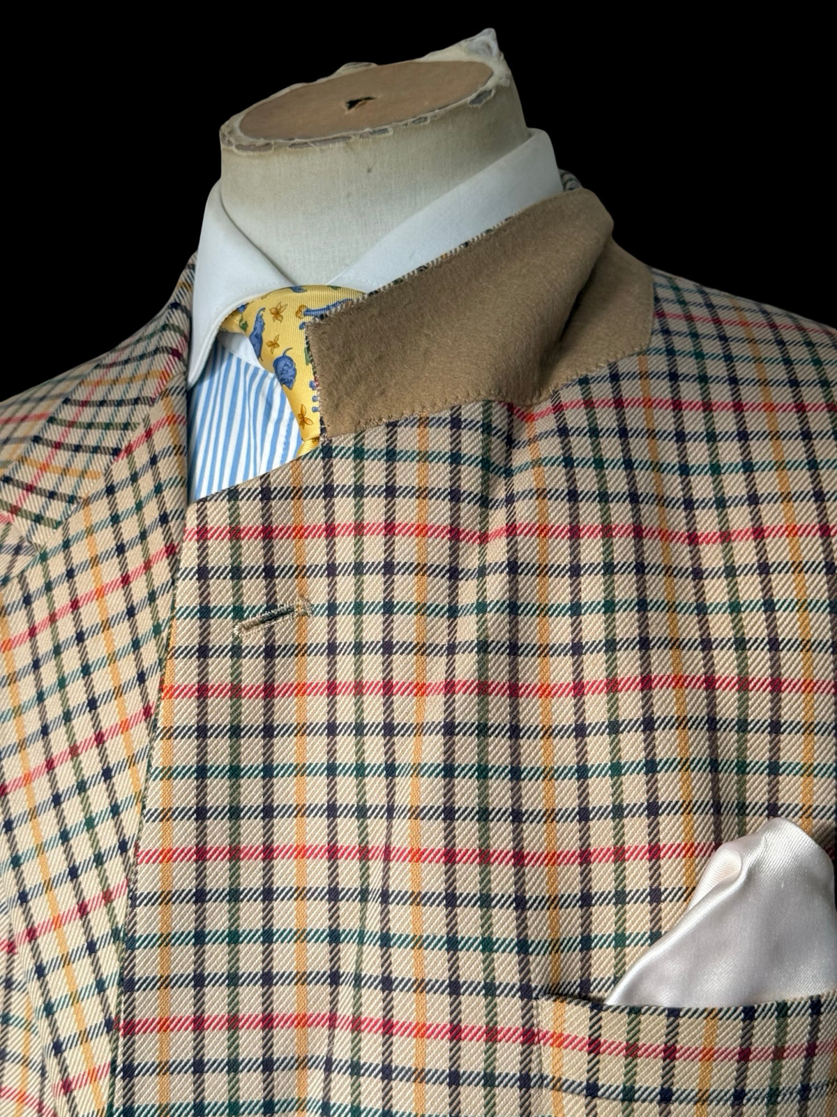 Men’s DAKS Check Cotton Sport Coat Size 44L House Check