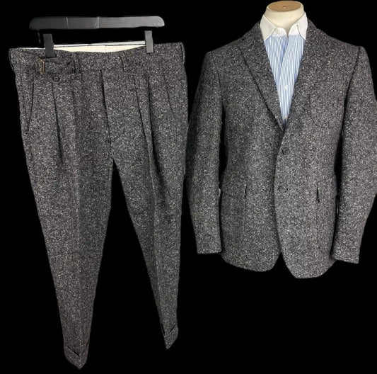 Wooster Lardini Tweed Suit FW16 Size 54/UK42 - W36” Flecked Tweed Grey