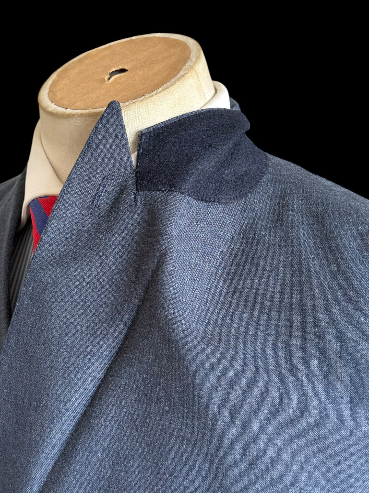 Men’s Reiss Double Breasted Suit 40R / W34” Slim Fit Wool Linen Silk Blue