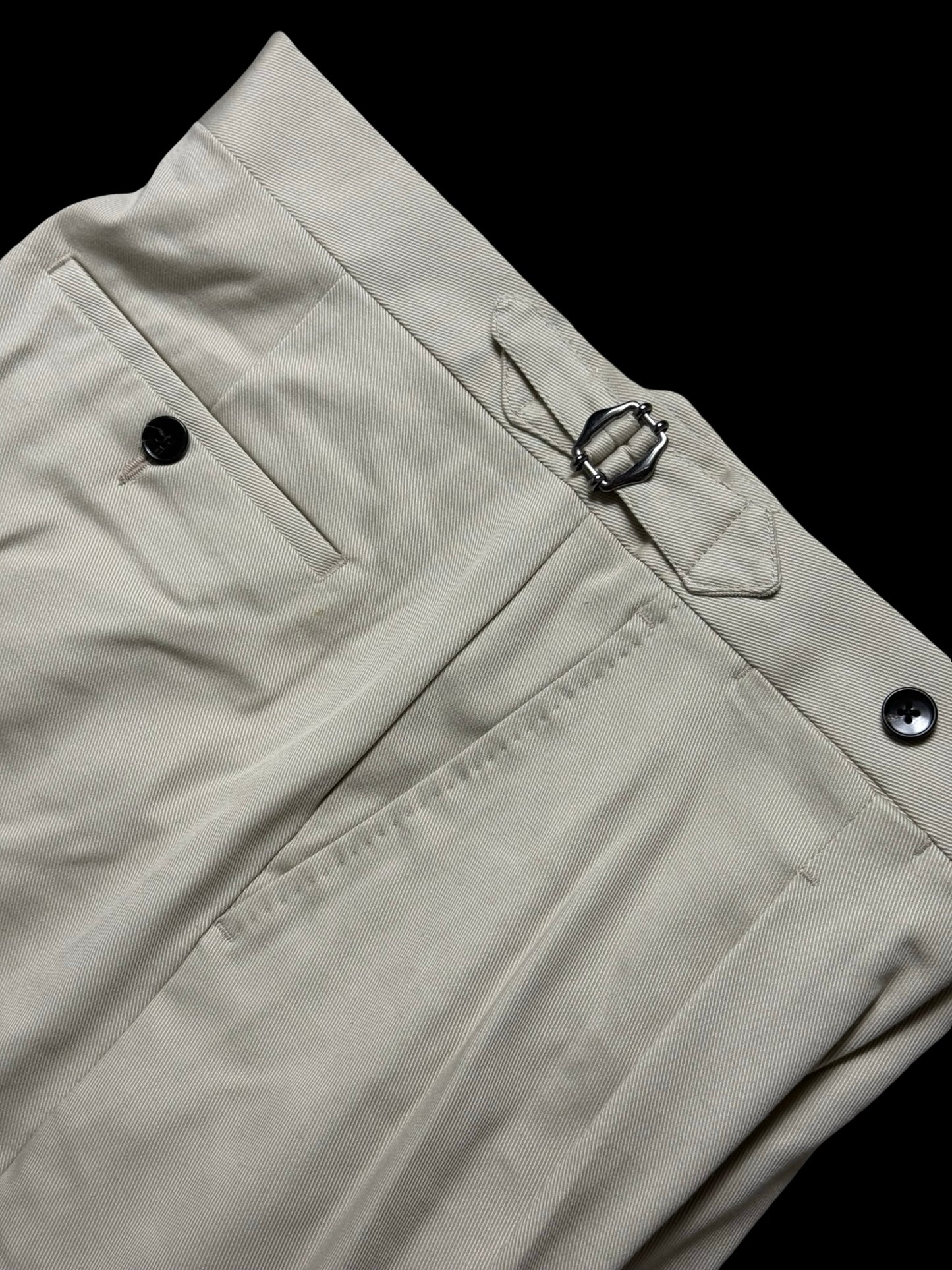 Natalino Cream Cotton Drill Pleat Front Trousers W32S RRP £165