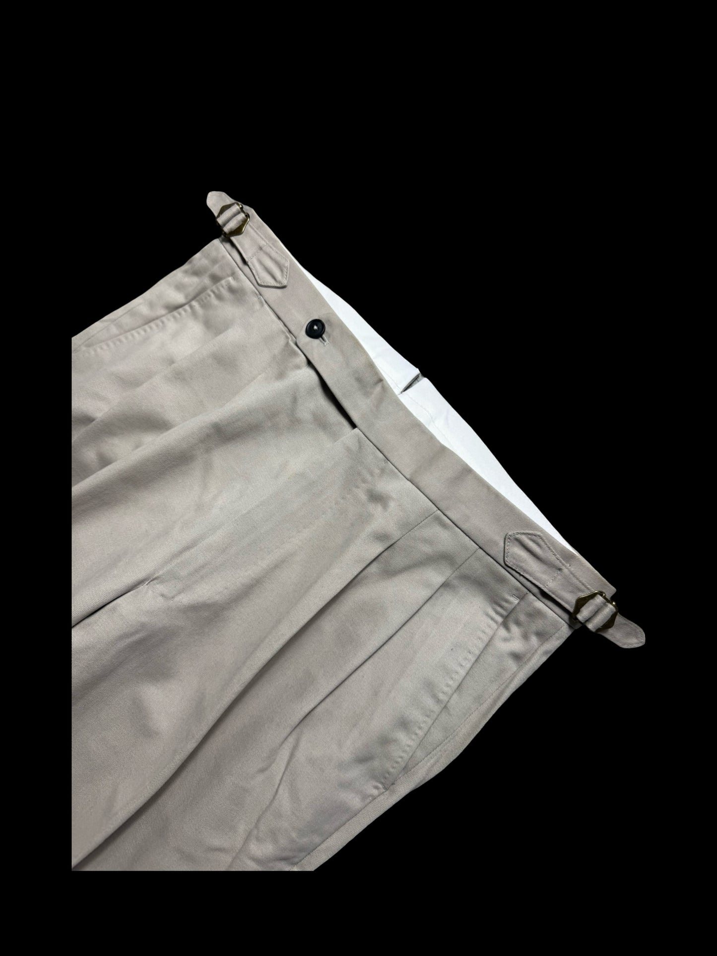 Natalino Beige Cotton Drill Pleat Front Trousers W32S RRP £165