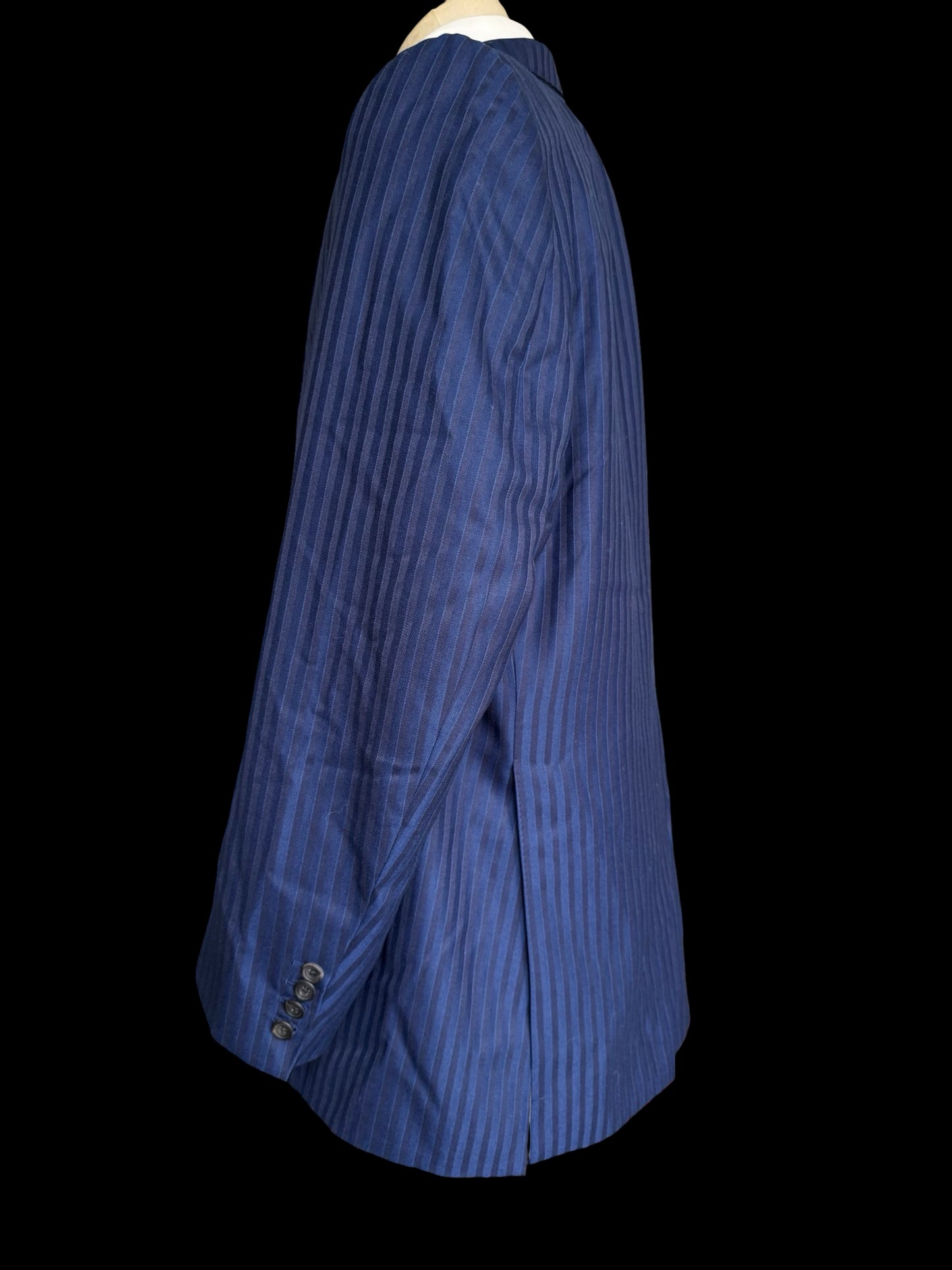 Cad & Dandy Bespoke 3PC Suit 45L / W42x32” Stripe D/B Waistcoat Savile Row