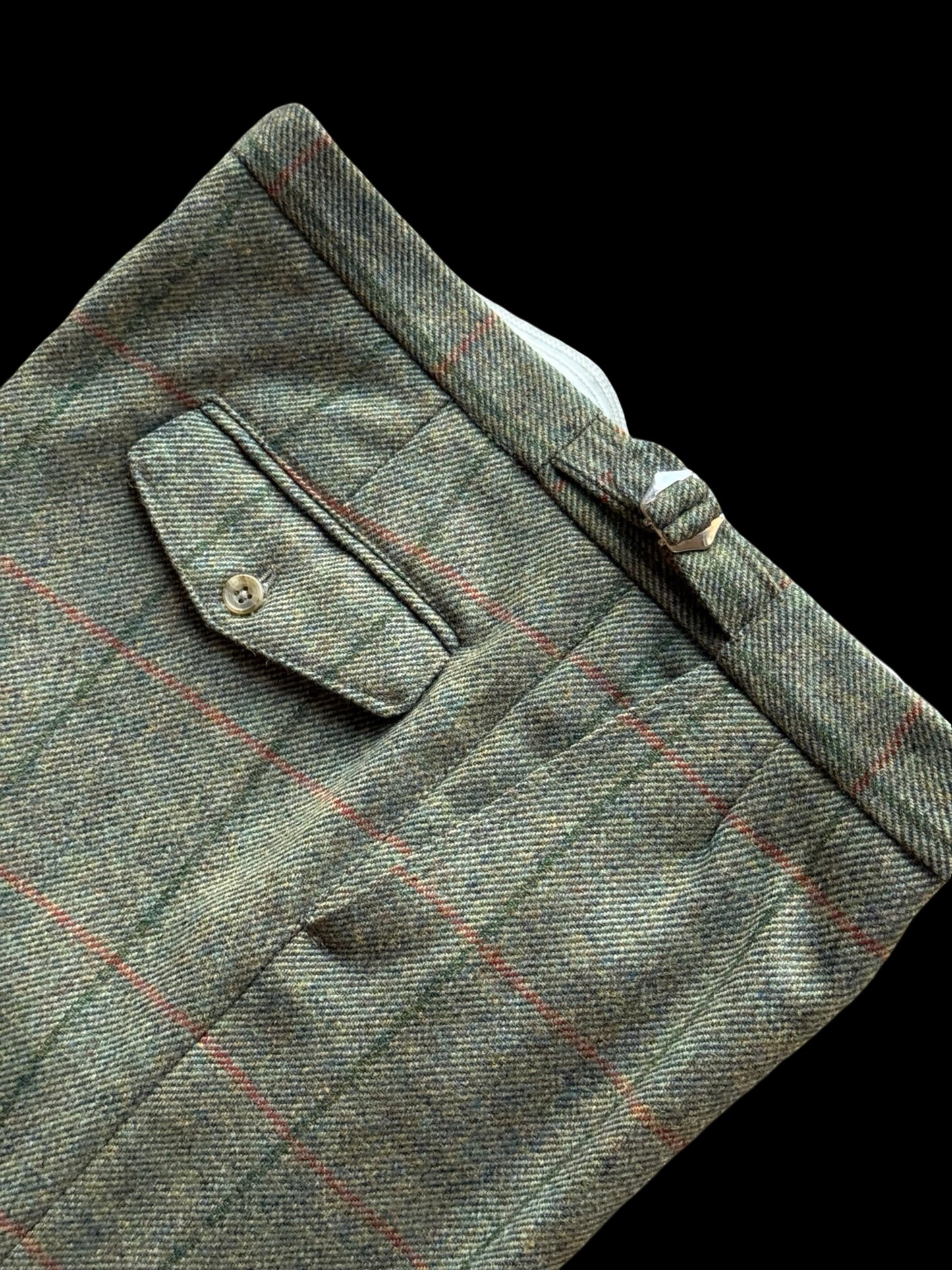 Vintage Bespoke Tweed Suit 40R / W34L Green Orange Overcheck Country