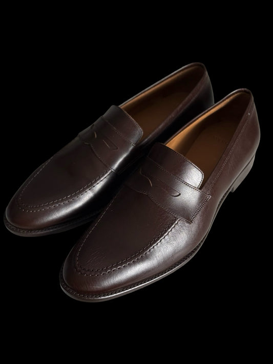 BNWB Myrqvist Smogen Penny Loafers UK 9.5 Dark Brown Calf