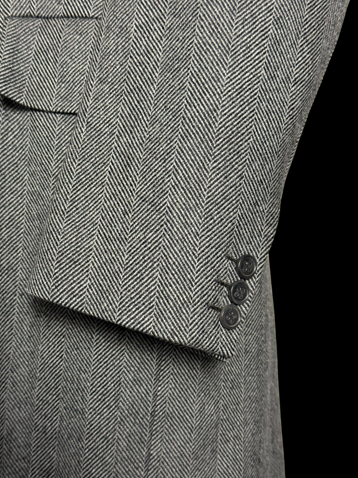 Vintage Chester Barrie Savile Row Double Breasted Herringbone Overcoat 42L