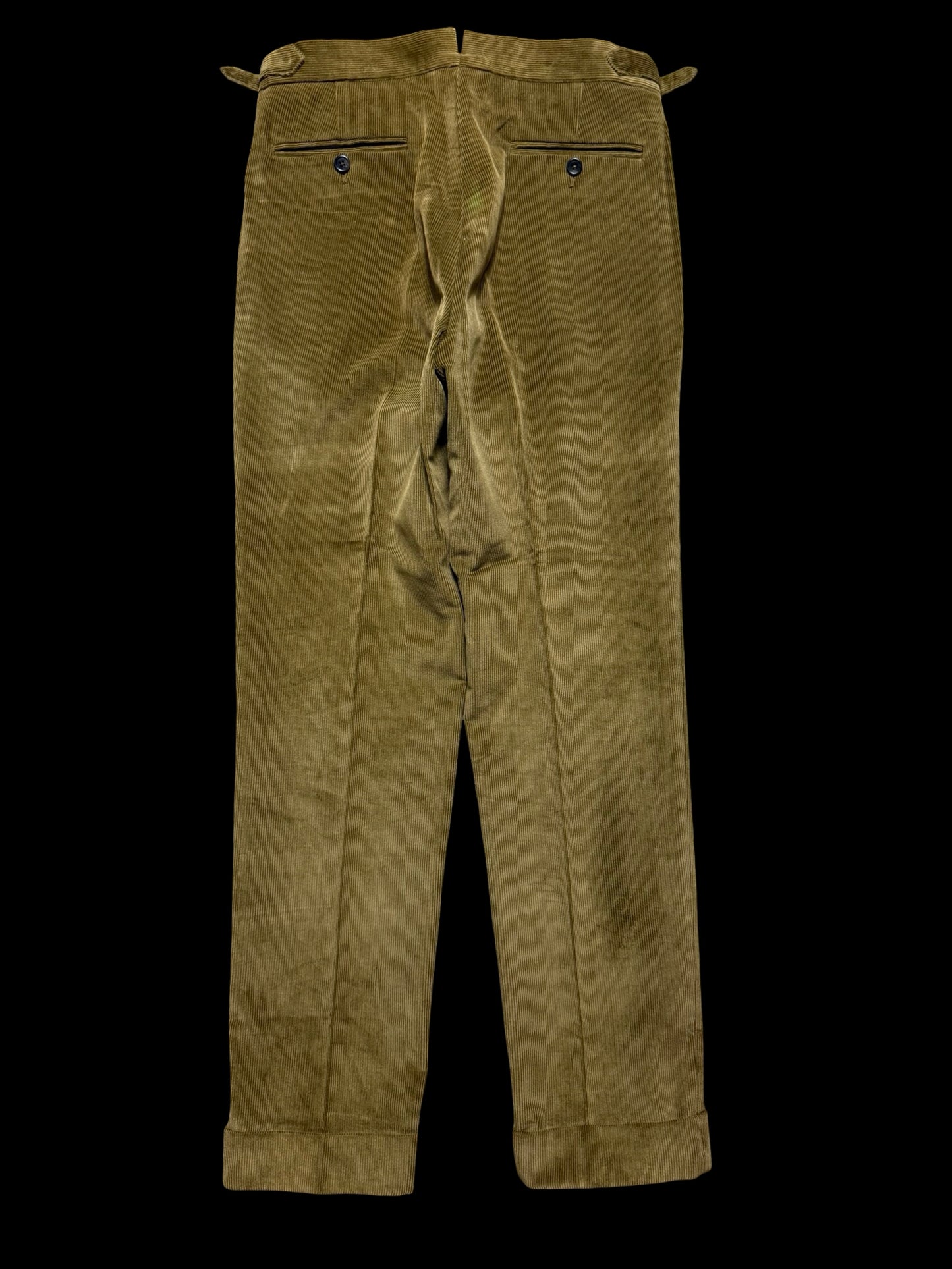 Natalino Moss Green Corduroy Pleat Front Trousers W30x30” RRP £185