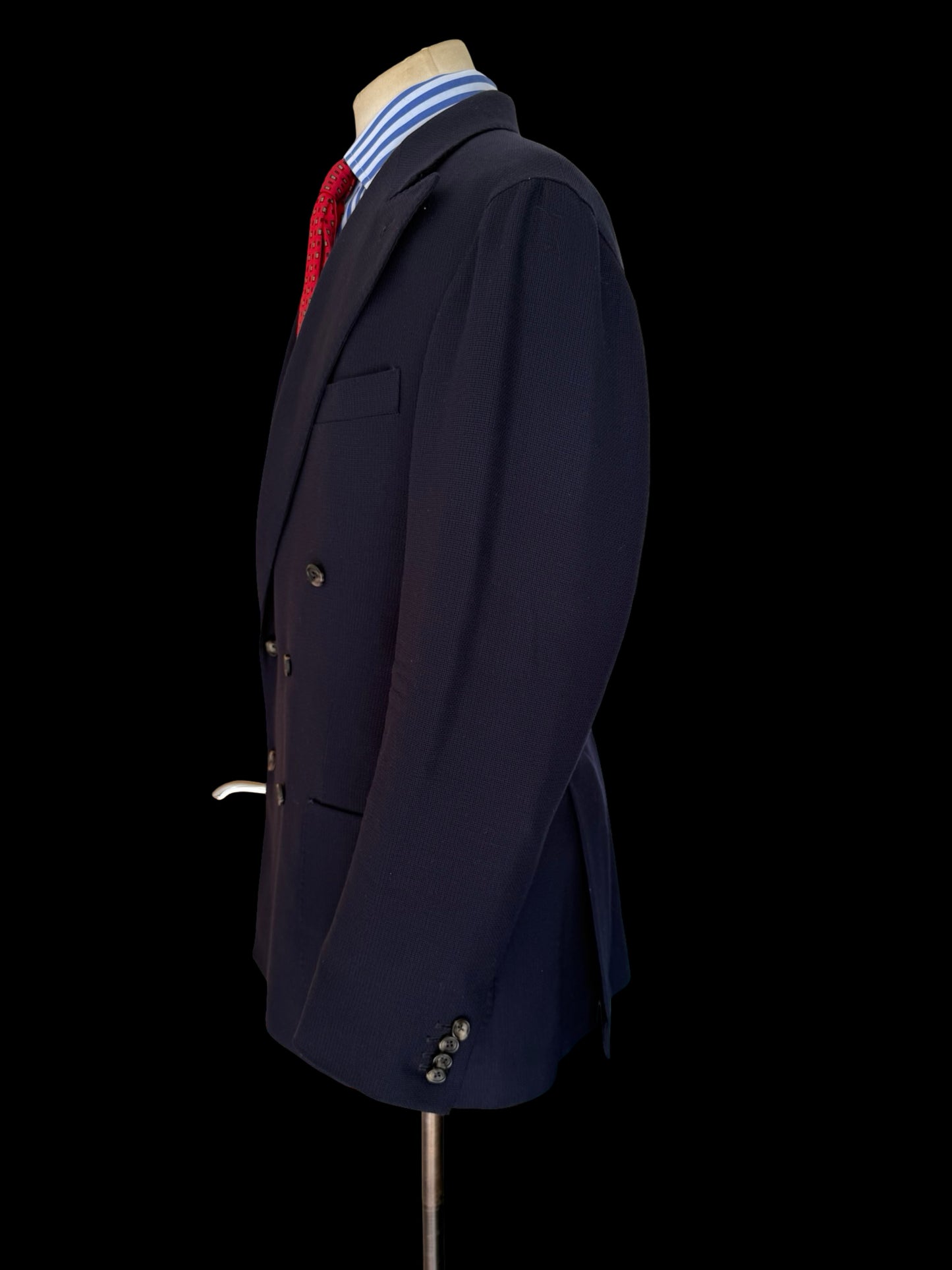Natalino Double Breasted Navy Mock Leno Wool Hopsack Sport Jacket 44R RRP £545