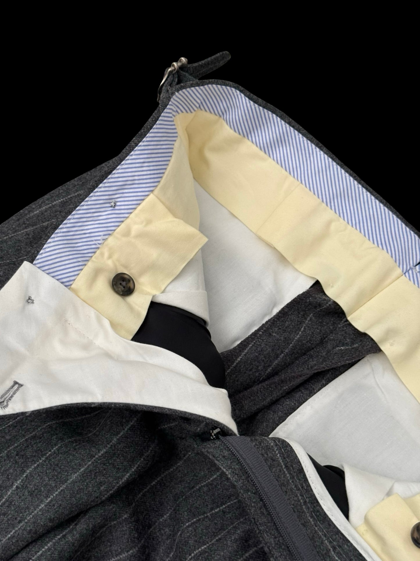 BNWT Natalino Pleat Front Trousers W28” Light Grey Flannel Wool Chalk Stripe RRP £195