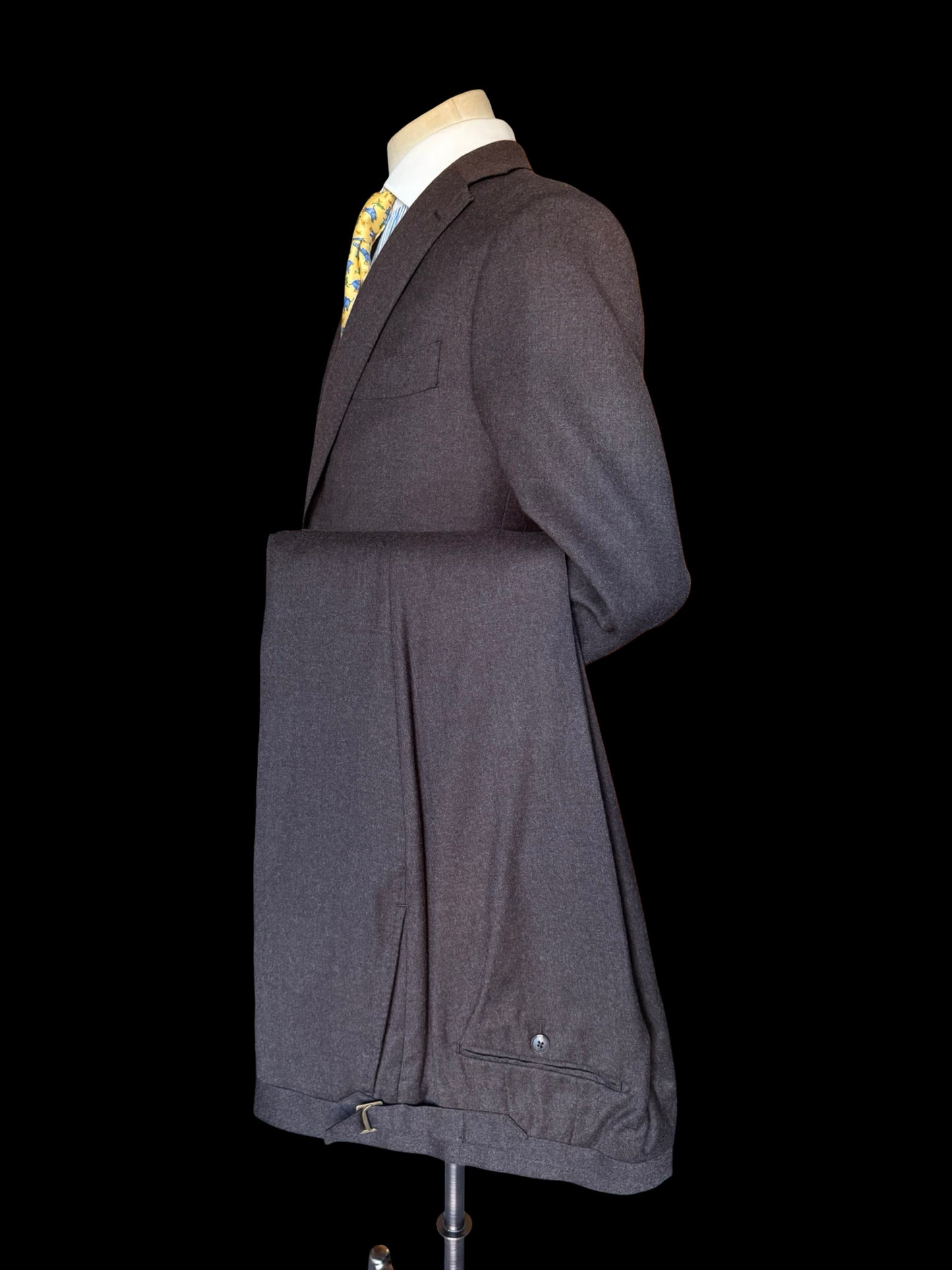 Bespoke Clements & Church 3PC Suit 39L/ W33L Drago Skyfall 007 Brown Flannel Wool
