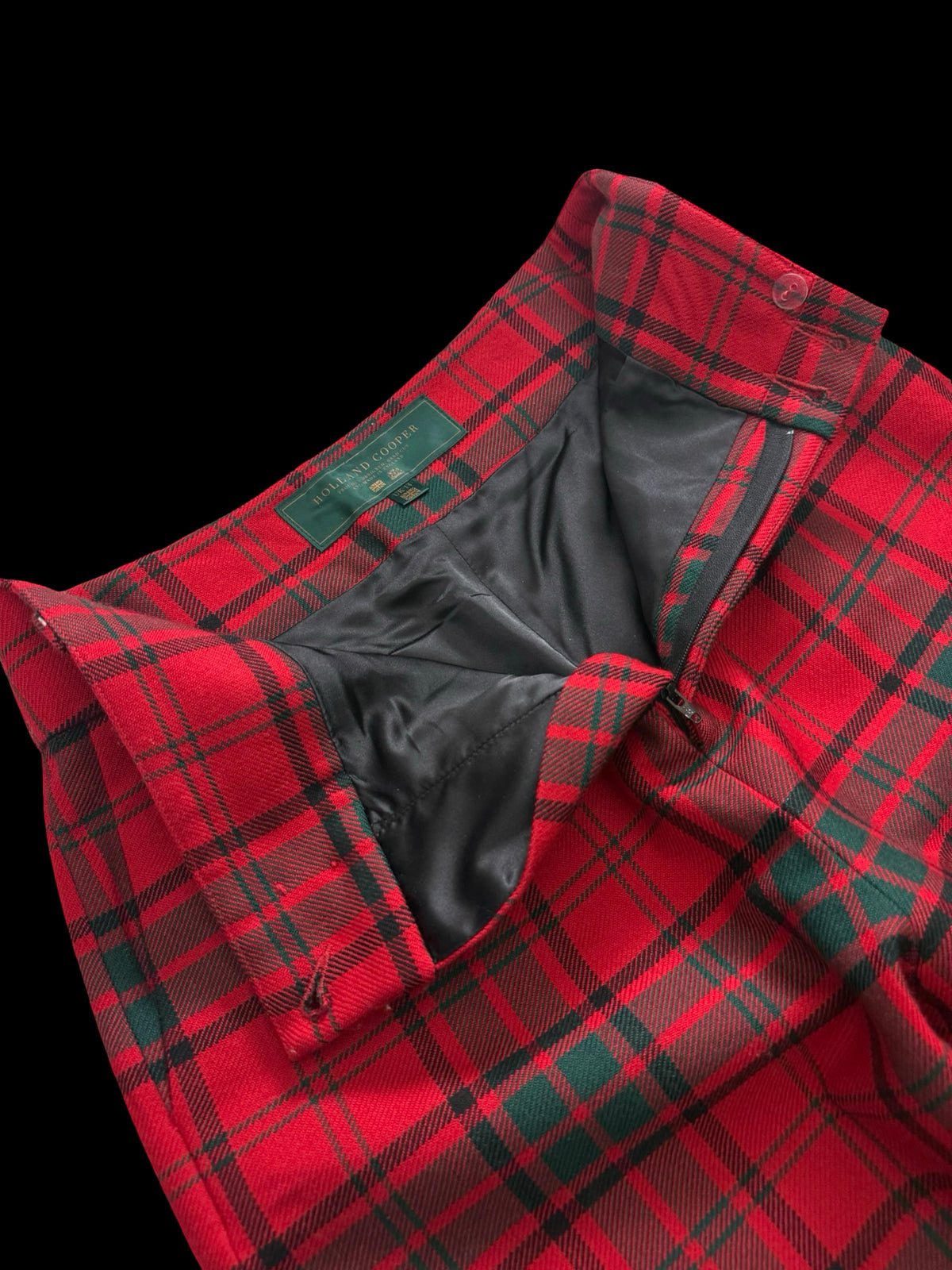 Holland Cooper Red Tartan Peg Trousers UK 14 High Waisted RRP £299