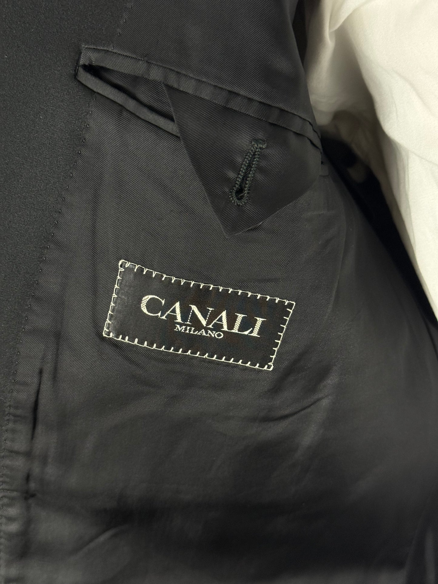 Vintage Canali Double Breasted Dinner Suit 42L / W36L Wool & Mohair Pleat Front
