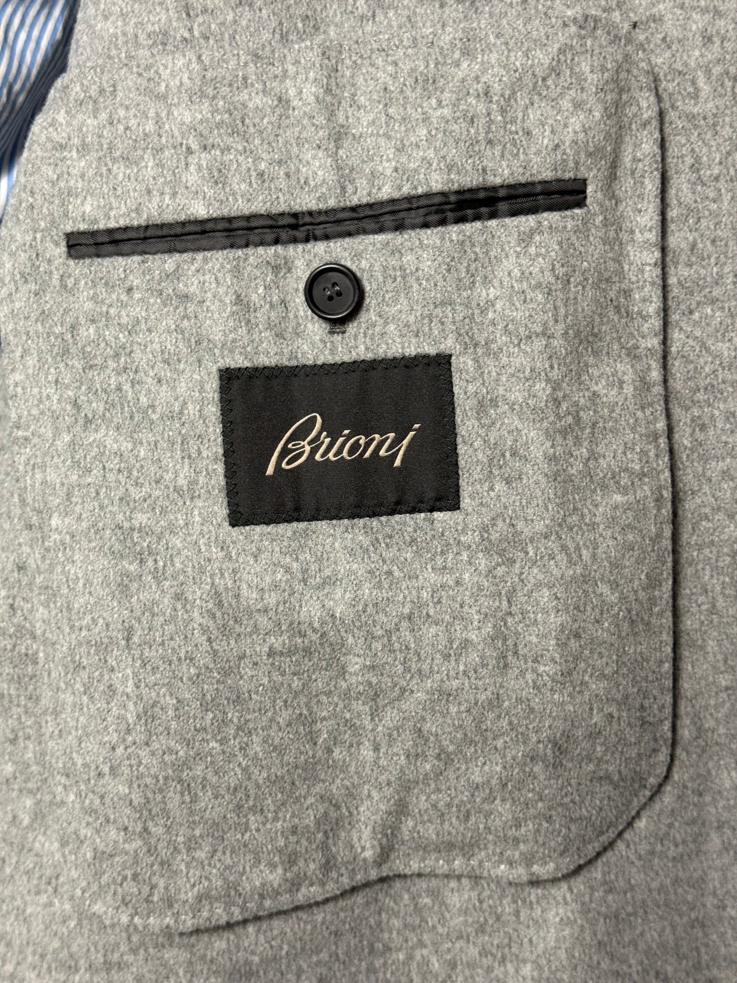 Men’s Brioni Grey Overcoat XXL Flannel Wool Unlined