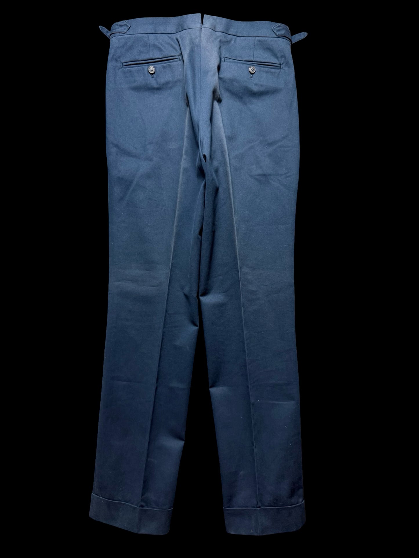 Natalino Navy Blue Cotton Drill Pleat Front Trousers W32R RRP £165