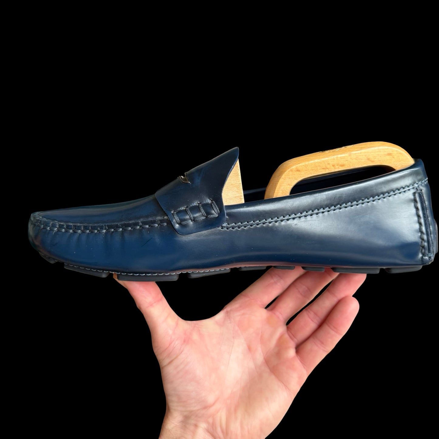Mens Louis Vuitton Monte Carlo Blue Leather Driving Shoes Loafers UK 8 US 9