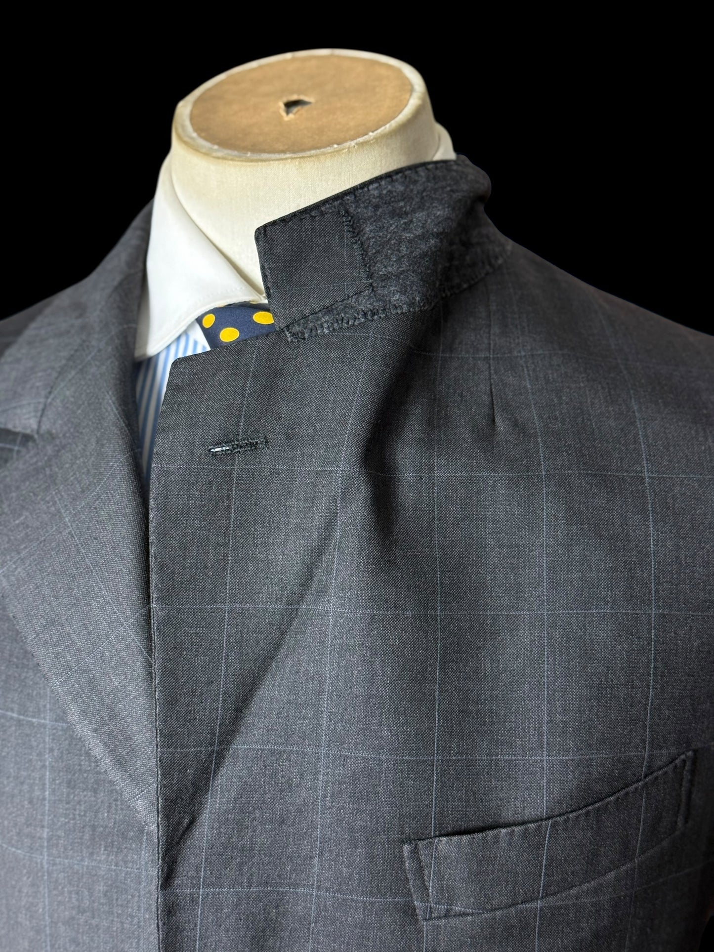Bespoke Tommy Giulio Caraceni Grey Check Suit 43S/ W34” Lightweight Wool