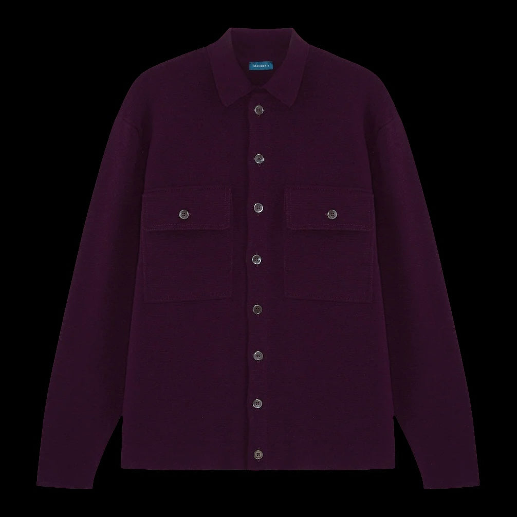 BNWT Malloch’s Robert Merino & Cashmere Knitted Overshirt Purple RRP £375