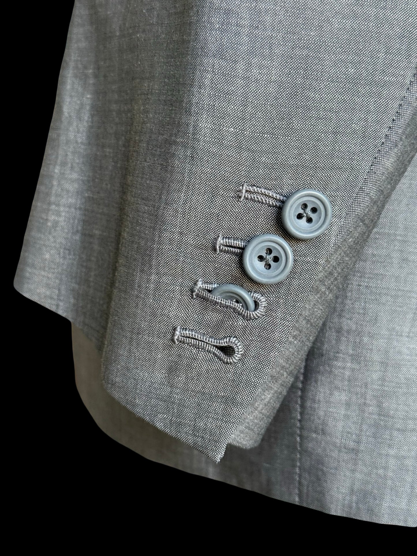 Savile Row Gieves Hawkes Sharkskin Grey Suit 42L /W38L Tropical Wool Full Canvas