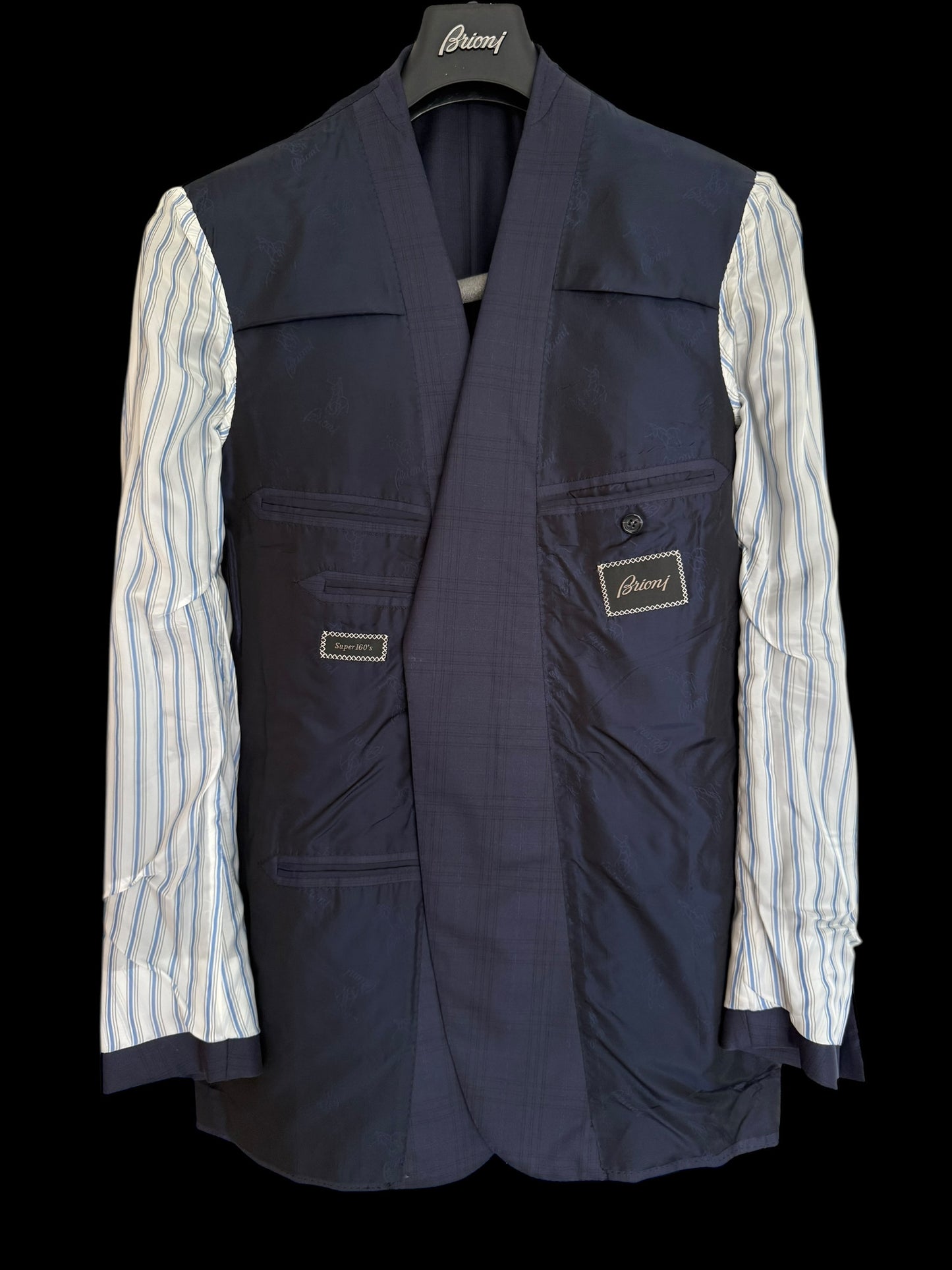 Brioni Brunico Su Misura 3PC Suit Navy Blue S160s Wool Check 54L / W38 RRP £6000