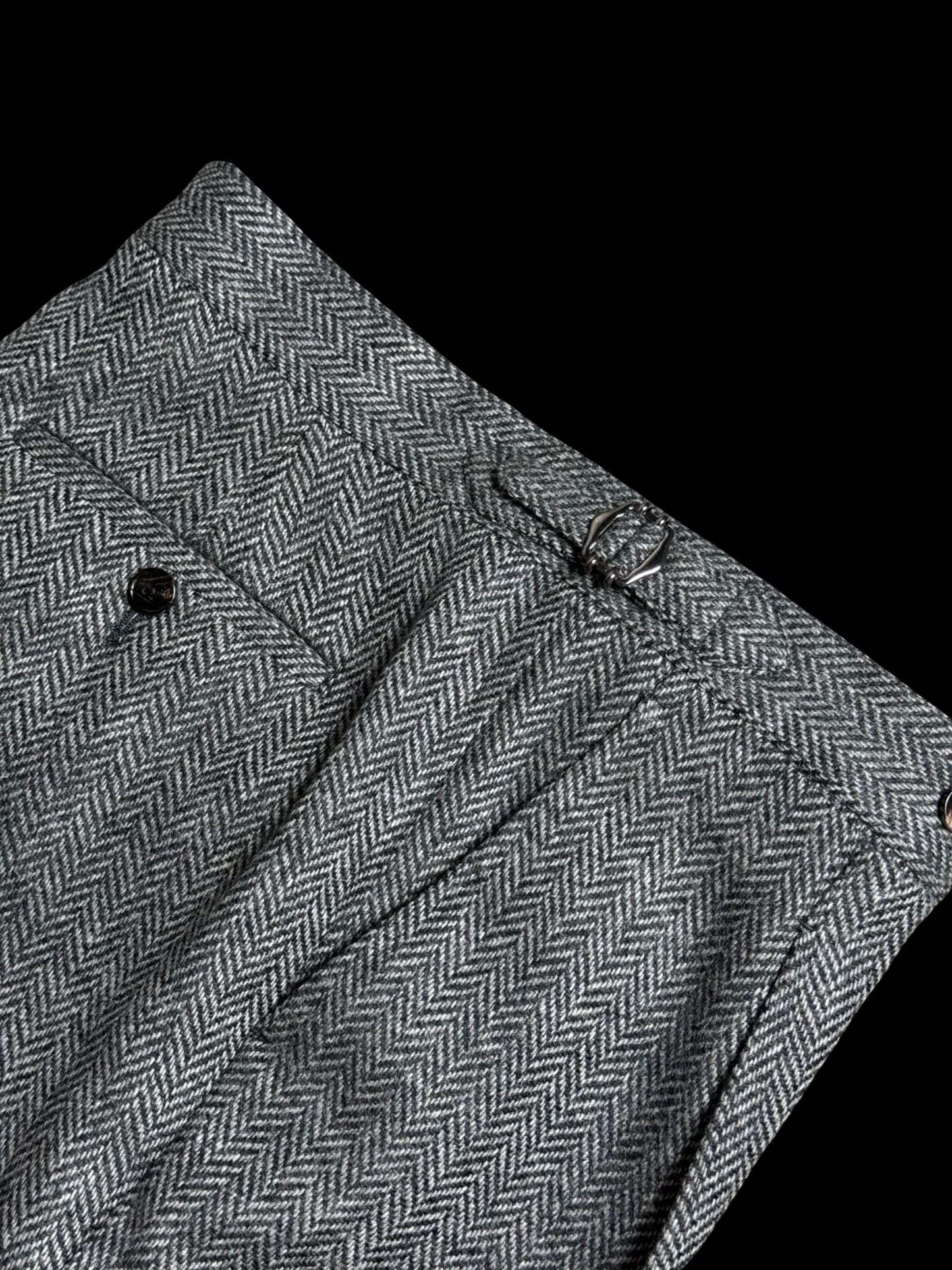 Natalino Wool Herringbone Pleat Front Trousers W30x32” RRP £215