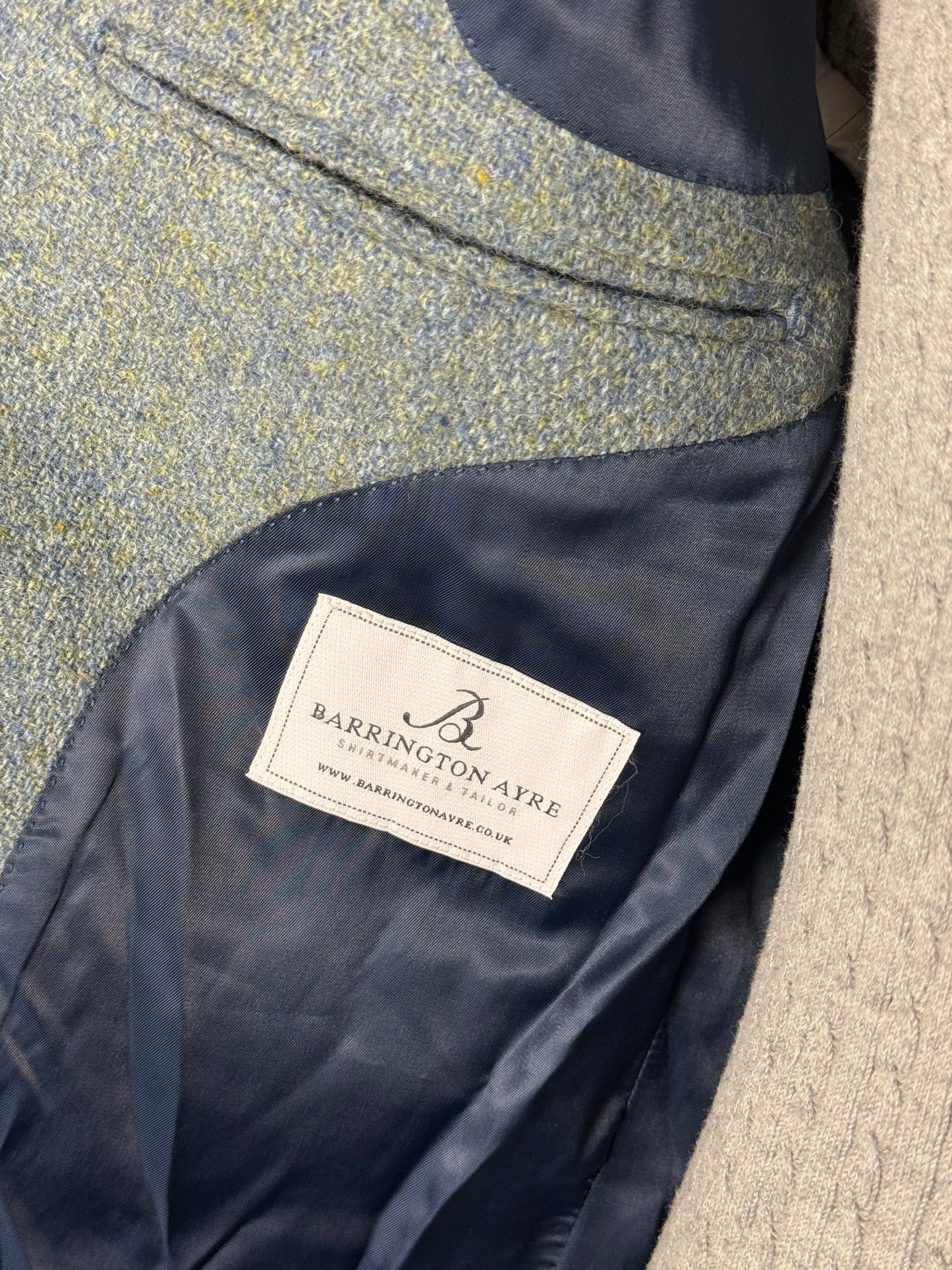 Bespoke Barrington & Ayre Heather Blue Harris Tweed Sport Coat 44L RRP £1095