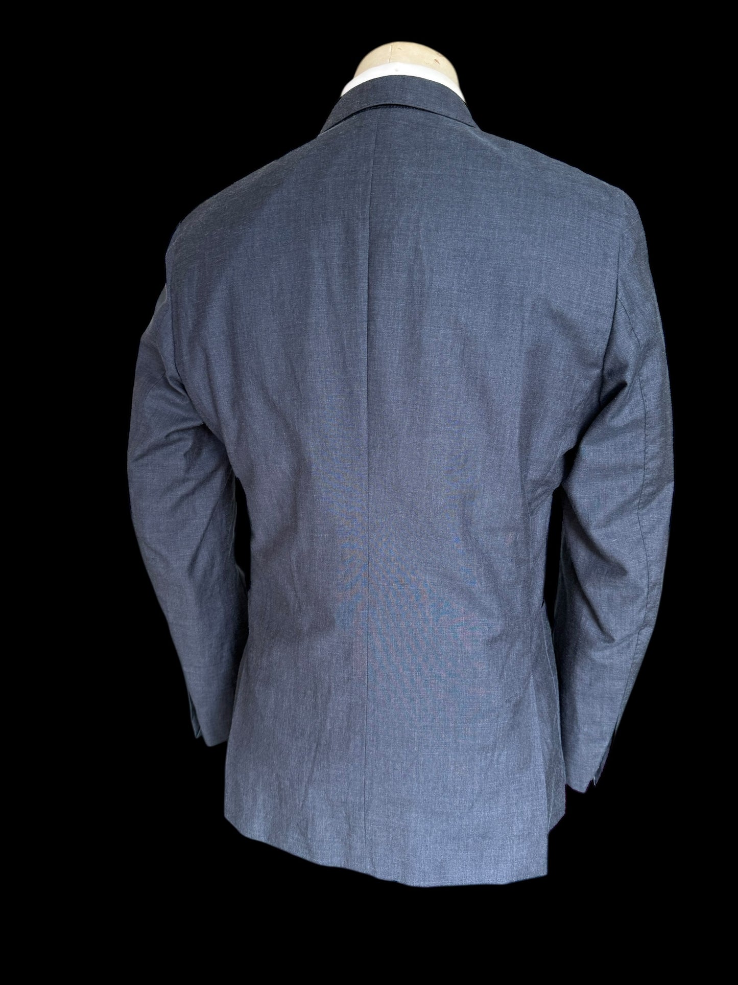 Men’s Reiss Double Breasted Suit 40R / W34” Slim Fit Wool Linen Silk Blue
