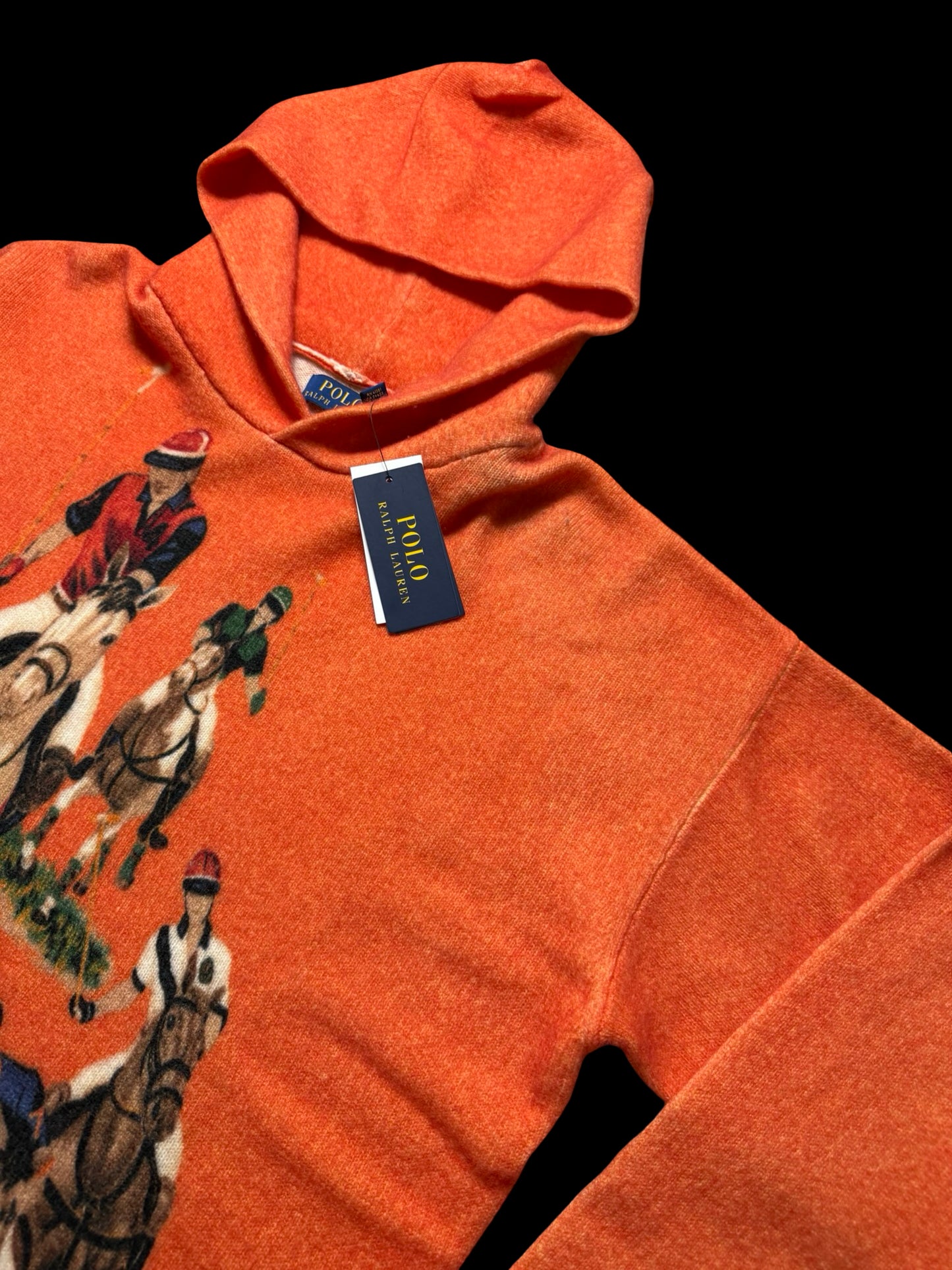 BNWT Men’s Polo Ralph Lauren Five Horsemen Wool Hoodie Orange