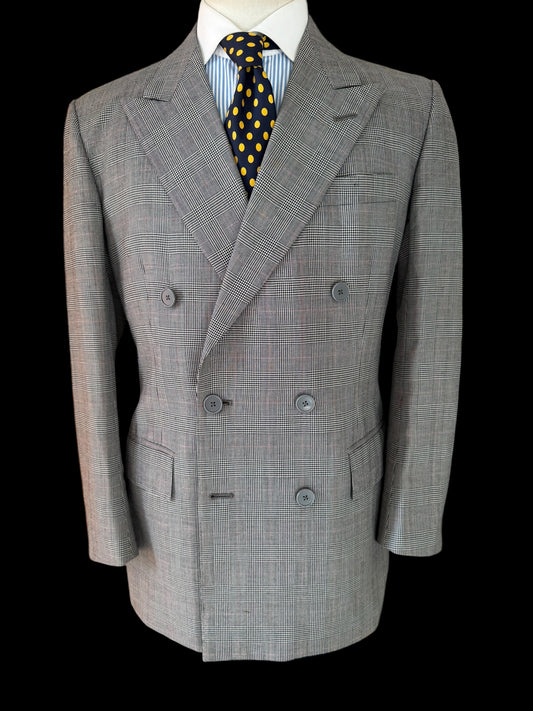 Bespoke Hackett Double Breasted Jacket 42S POW Check Grey